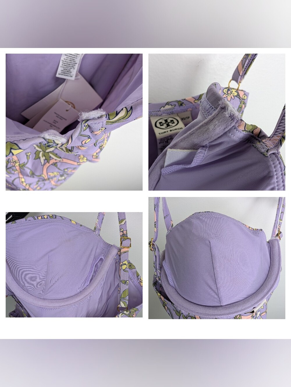 NWT Tory Burch Lilac Garden Medallion Underwire One Piece Swimsuit Size XS New - Picture 14 of 16